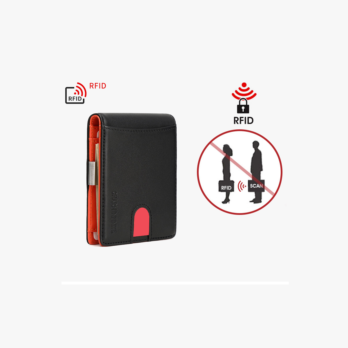 Minimalist RFID SIim Leather Wallet with Money Clip Blocking Credit Card Holder