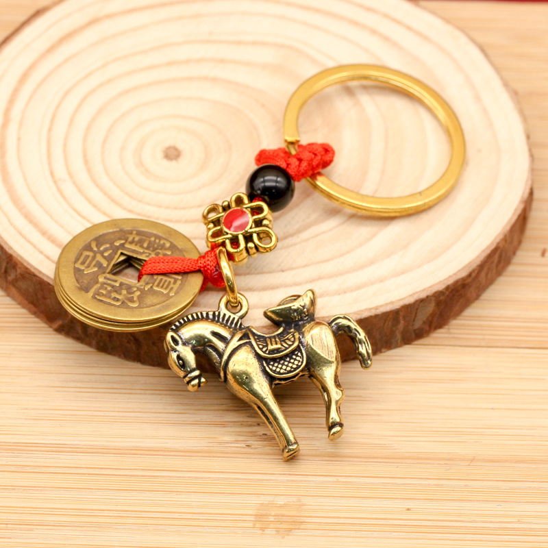 Horse Keychains Chinese New Year Horse Keyholder Feng Shui Hanging Pendants for Keys